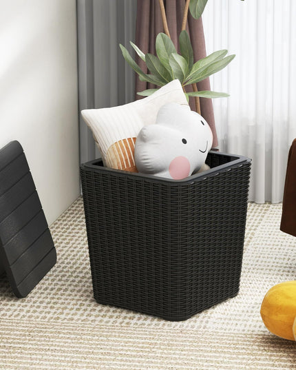 Giantex Small Outdoor Side Table - 11.5 Gallon Deck Box with Removable Lid & Wicker-woven
