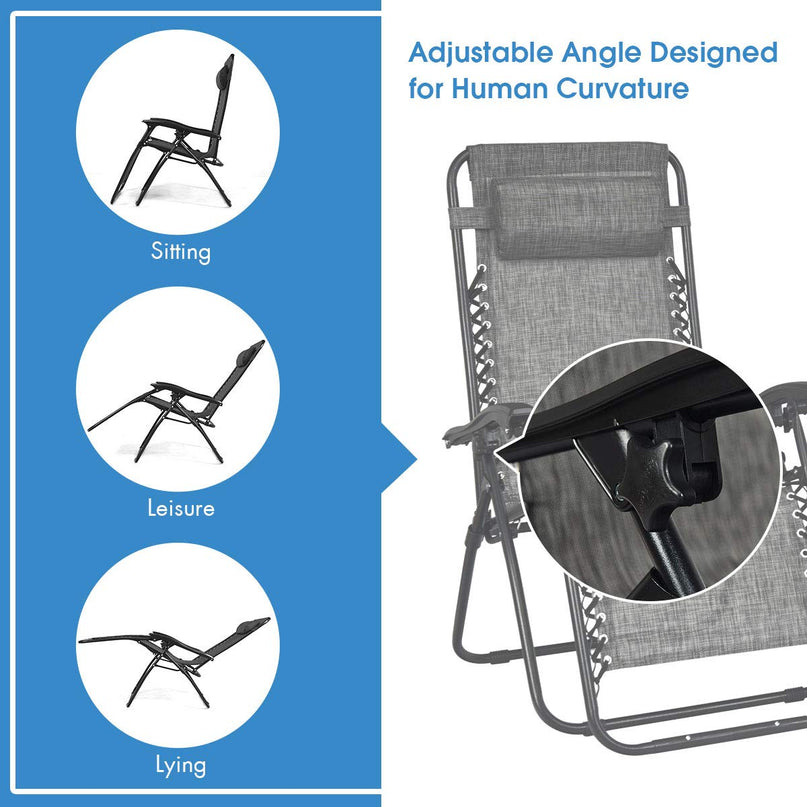 Giantex 3 PCS Zero Gravity Chair Patio Chaise Lounge Chairs, Beige