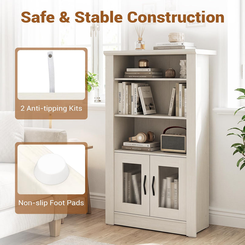 GIANTEX 48.5" Tall Modern Bookshelf with Cabinet