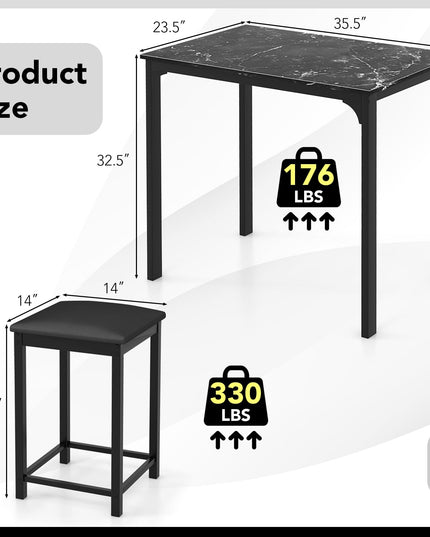 Giantex Dining Table Set for 2, Kitchen Table Set with Counter Height Dining Table