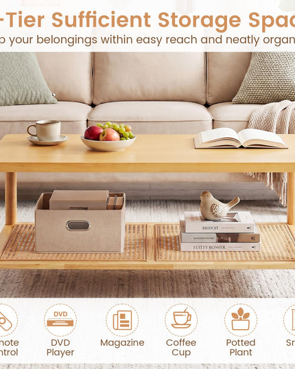 Giantex 39" Rattan Coffee Table for Living Room
