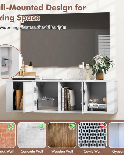 Wall Mounted Storage Cabinet 2 Cube Floating Media Hanging Desk
