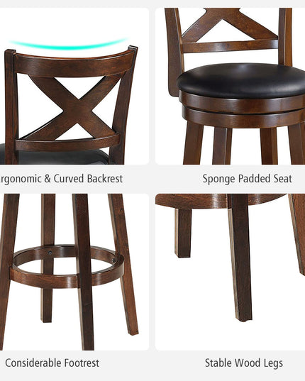 Counter Height Dining Chair, Fabric Upholstered 360 Degree Swivel, PVC Cushioned Seat, Perfect for Dining and Living Room
