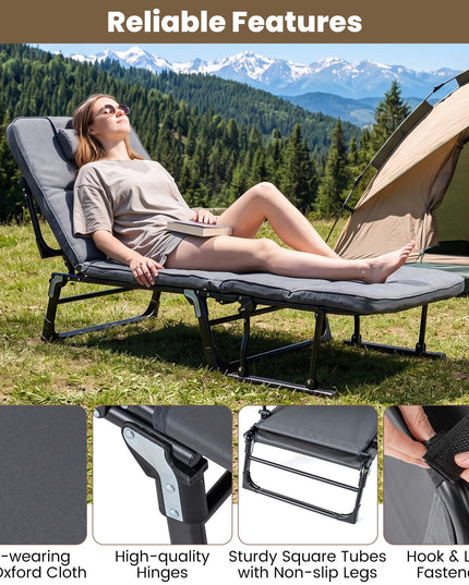 Giantex Folding Patio Lounge Chair with 6-Level Adjustable Backrest