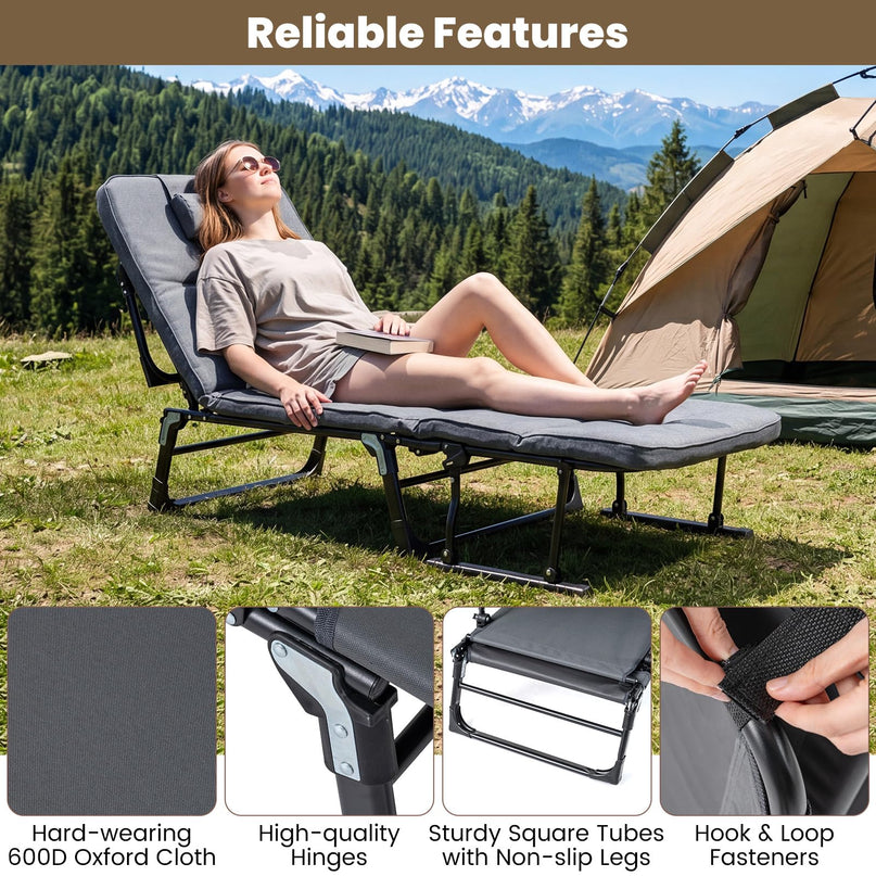 Chaise longue pliante Giantex pour patio avec dossier réglable sur 6 niveaux