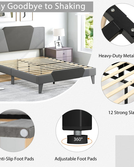 Giantex Velvet Upholstered Bed Frame with Headboard