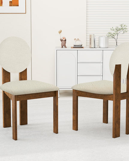 Giantex Sherpa Dining Chairs Set of 2/4 w/Rubber Wood Legs