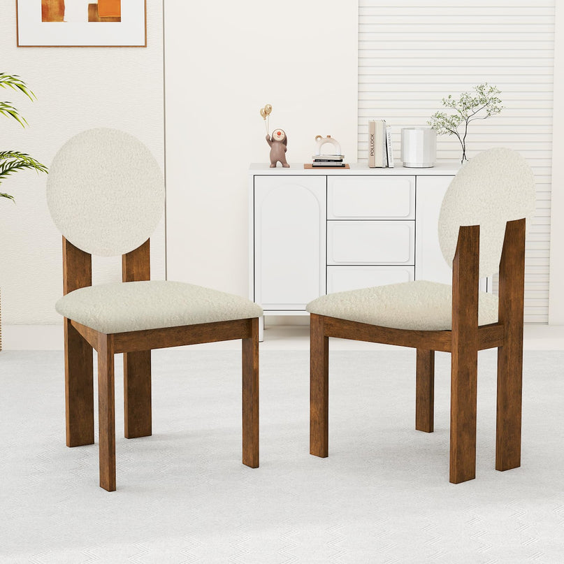 Giantex Sherpa Dining Chairs Set of 2/4 w/Rubber Wood Legs