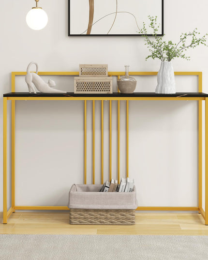Giantex 47" Entryway Console Table - Narrow Hallway Table w/Sturdy Gold Metal Frame, Anti-Tipping Kits