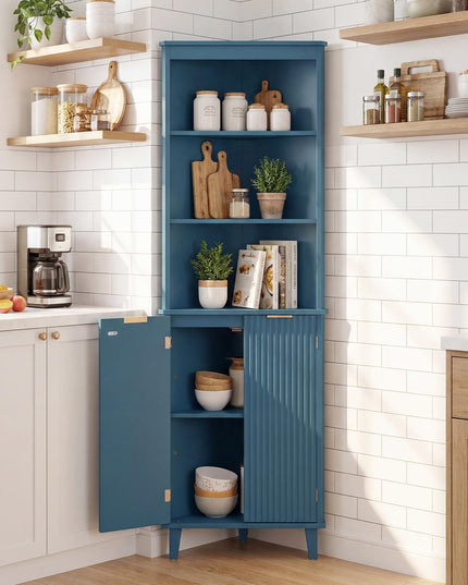 Giantex 68" Tall 6-TierCorner Cabinet with Fluted Doors