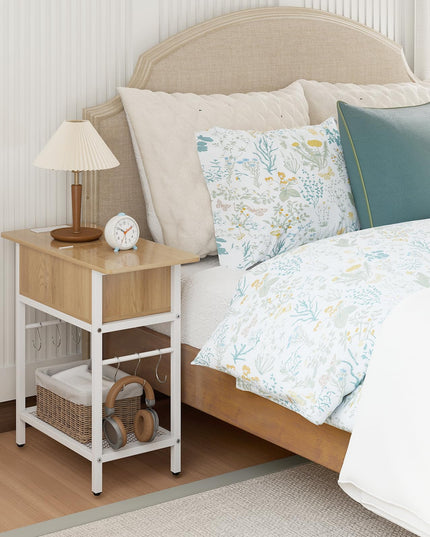 Giantex End Table with Charging Station Flip Top Bedside Night Stand(1/2)