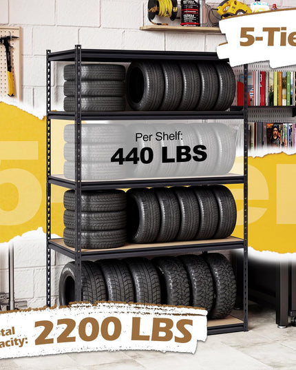 Giantex 5-Tier Metal Storage Shelves(1/2/3/4,48" W x 24" D x 72" H)
