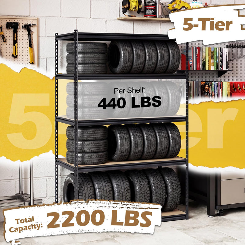 Giantex 5-Tier Metal Storage Shelves(1/2/3/4,48" W x 24" D x 72" H)
