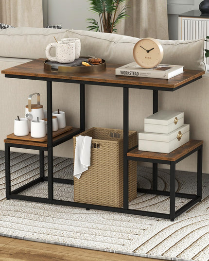 Giantex TV Stand for 50-Inches TVs - Industrial Sofa Table with Open Storage Shelves, 2-Tier Display Rack