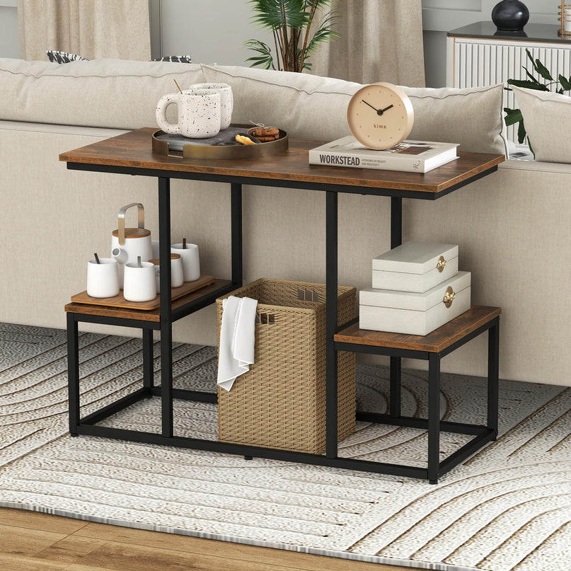 Giantex TV Stand for 50-Inches TVs - Industrial Sofa Table with Open Storage Shelves, 2-Tier Display Rack