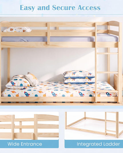 GIANTEX Full Over Full Bunk Bed with Full-Length Guardrails