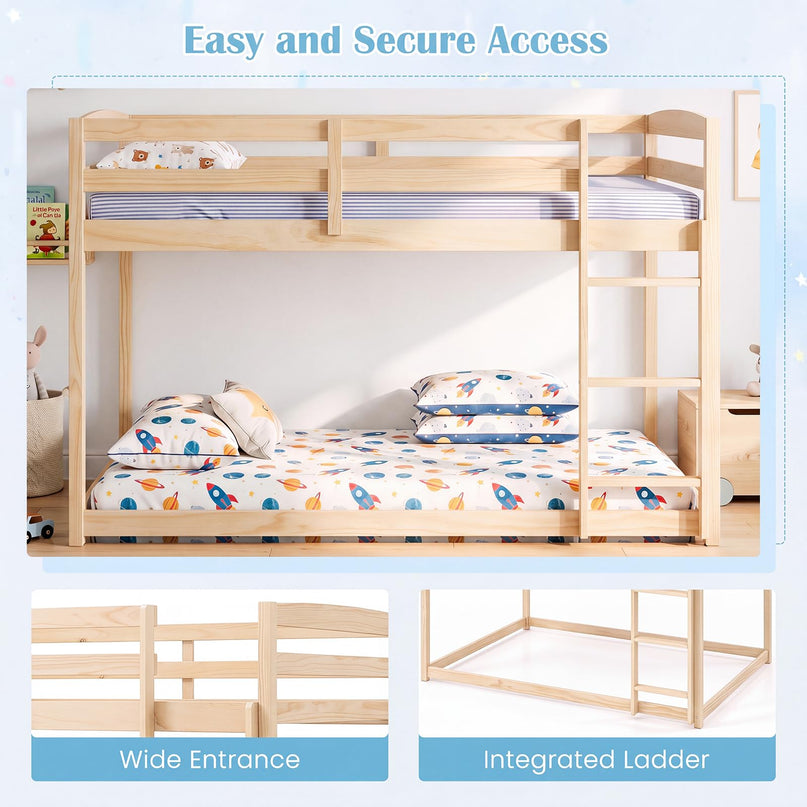 GIANTEX Full Over Full Bunk Bed with Full-Length Guardrails