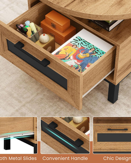 Giantex 47" Oval Coffee Table with Storage Compartments Drawer & 5 Support Legs