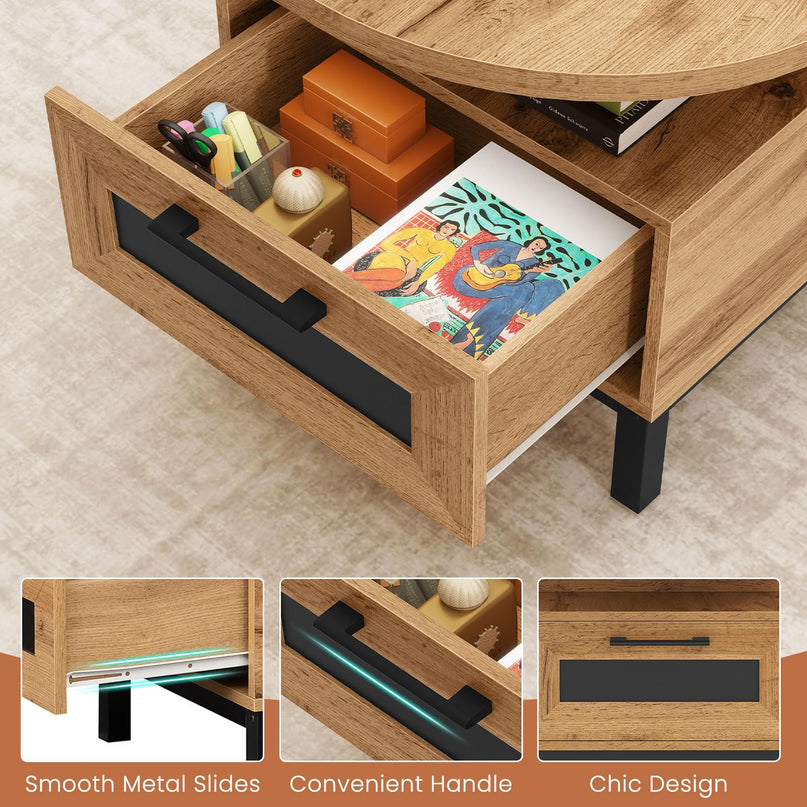 Giantex 47" Oval Coffee Table with Storage Compartments Drawer & 5 Support Legs