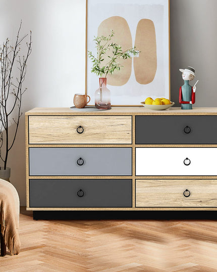 Dresser 6 Drawer Chest Accent Double Clothes Organizer Unit with Sturdy Frame