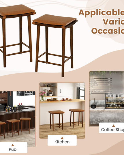 Giantex Bar Stools Set of 4, Wooden Backless Barstools for Kitchen Island