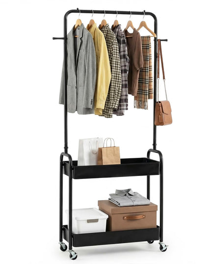 Giantex Metal Garment Rack with Lockable Wheels for Bedroom