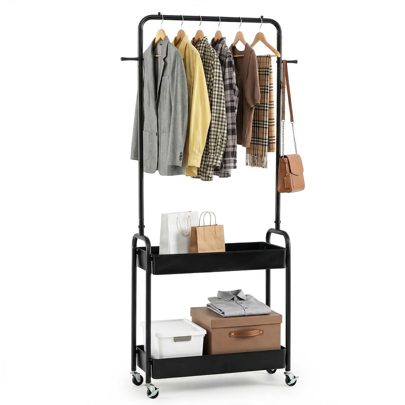 Giantex Metal Garment Rack with Lockable Wheels for Bedroom