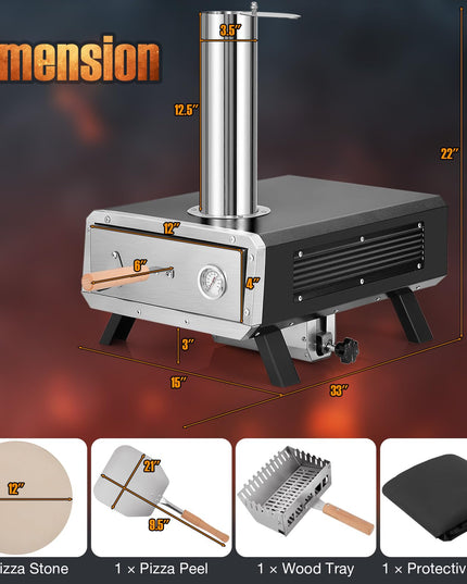 Giantex Pizza Oven Outdoor - 360° Rotating Pizza Stone