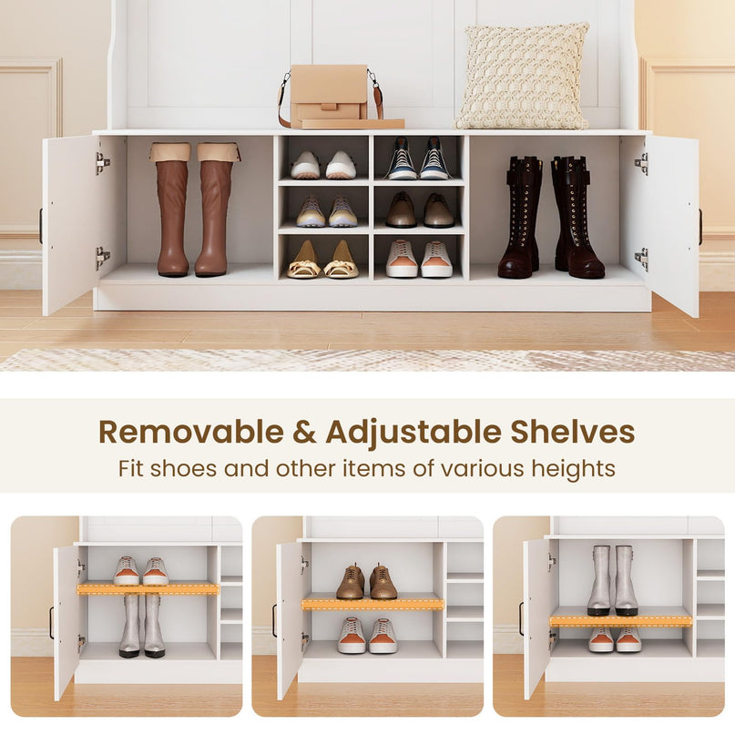 Giantex 6-in-1 Hall Tree with Bench and Storage(59" Wide）