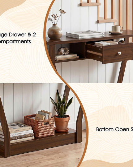 GIANTEX 43" Modern Console Table with Drawer & Storage Shelf