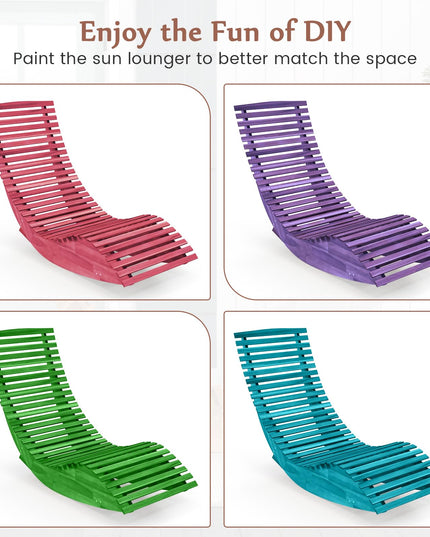 Giantex Outdoor Chaise Lounge Chair - Set of 2 Acacia Wood Outdoor Lounger