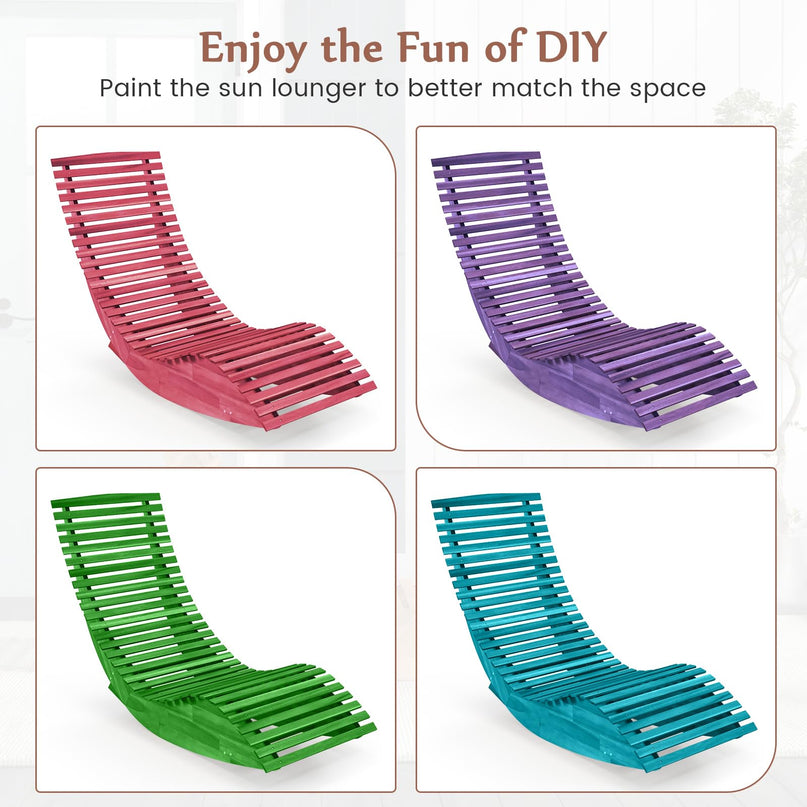Giantex Outdoor Chaise Lounge Chair - Set of 2 Acacia Wood Outdoor Lounger