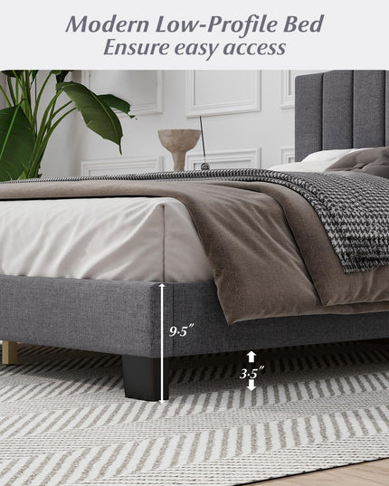Giantex Queen Bed Frame with Adjustable Arch Tufted Headboard