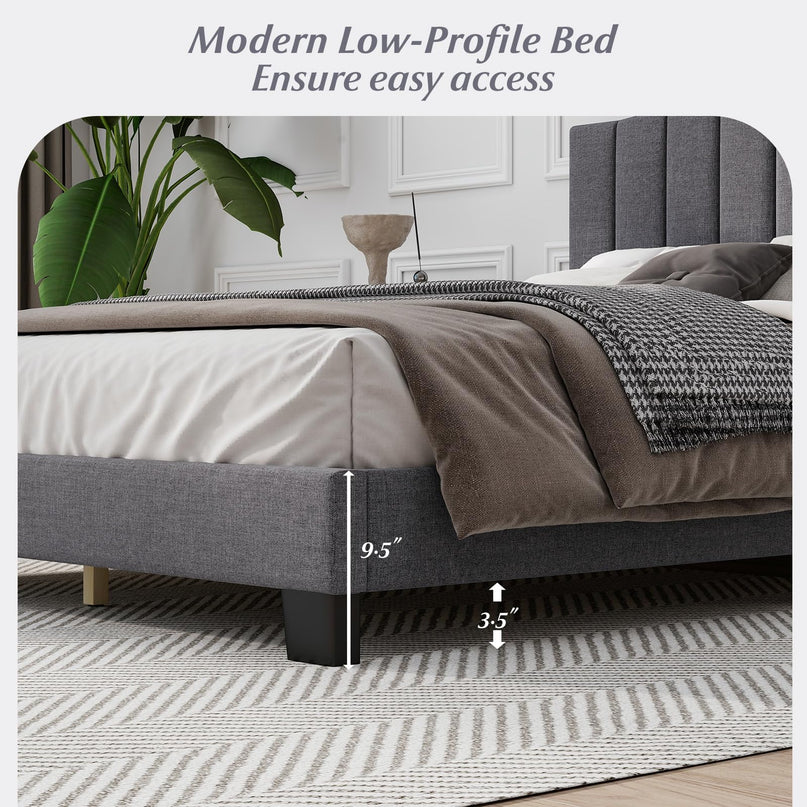 Giantex Queen Bed Frame with Adjustable Arch Tufted Headboard