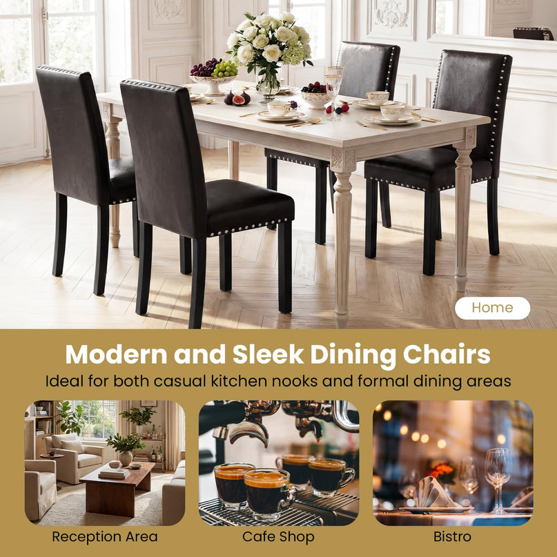 Giantex Faux Leather Upholstered Parsons Kitchen Chair with Solid Rubber & Bent Wood Legs