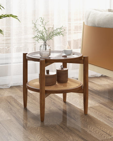 Rattan Round End Table - Giantex