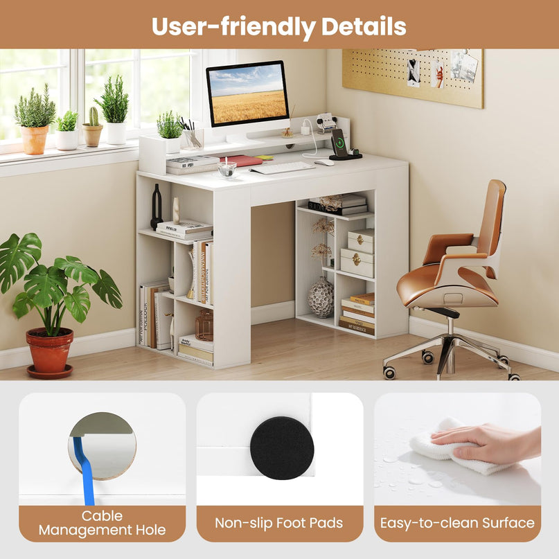 Giantex 43" Home Office Computer Desk with Charging Station