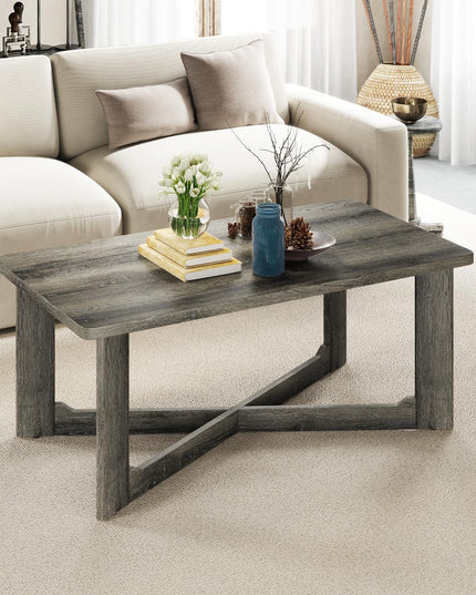 Giantex Farmhouse Wood Coffee Table for Reception Office