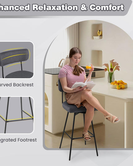 Giantex Swivel Bar Stools,  Upholstered Bar Height Bar Chairs w/Padded Seat & Backrest