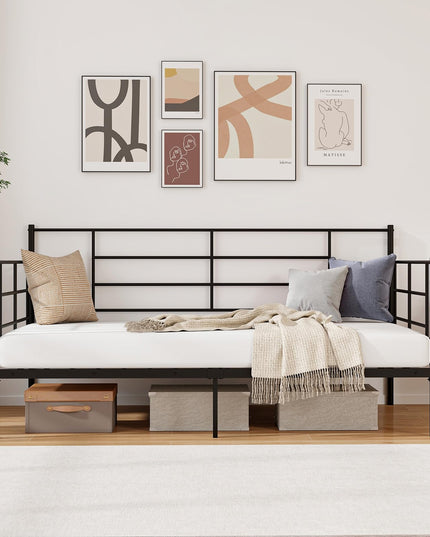 Giantex Metal Twin Daybed, Twin Size Platform Bed with High Headboard & Extra Support Leg