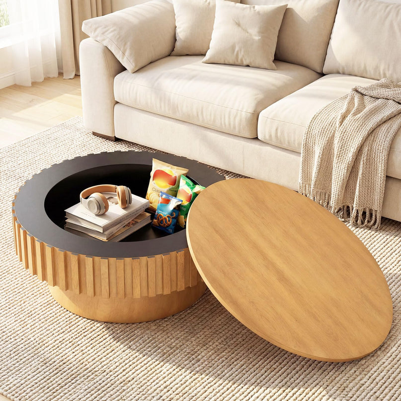Table basse ronde Giantex avec rangement pour petits espaces de salon