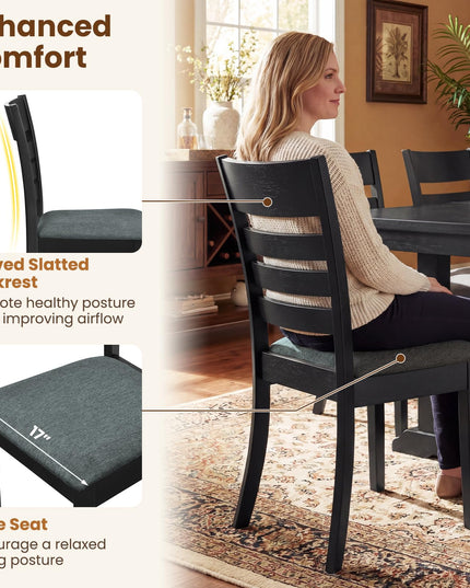 Giantex Wooden Upholstered Kitchen Chair w/Rubber Wood Frame (2/4)