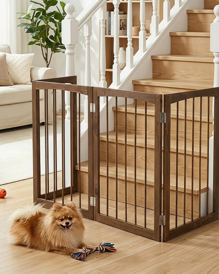 Giantex Freestanding Foldable Dog Gate Indoor 211cm W x 76cm H Extra Wide