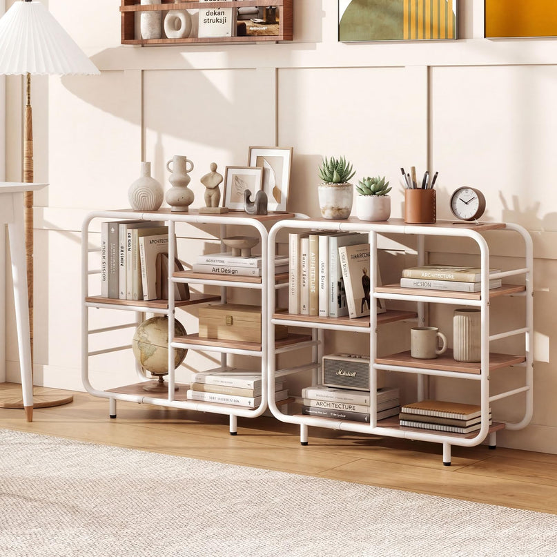Giantex Book Shelf Storage Organizer with Metal Frame