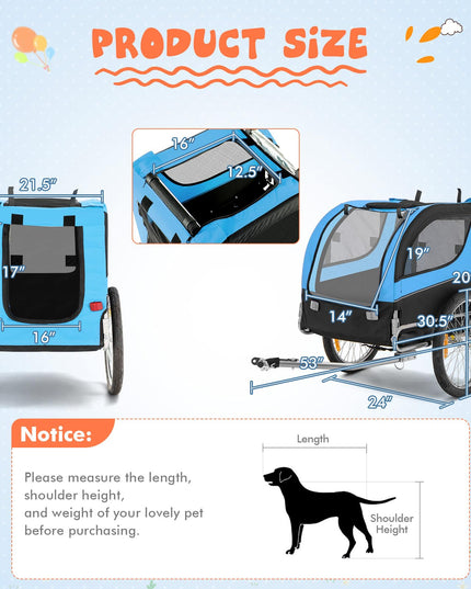 Giantex Dog Bike Trailer Pet Stroller, Small Medium Dog Bicycle Trailer Carrier Wagon