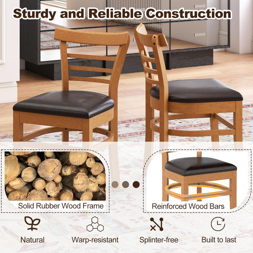 Giantex Wooden Dining Chairs Set of 2/4 w/Rubber Wood Legs
