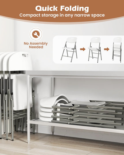 Giantex 4/8/12-Pack Plastic Folding Chairs, HDPE Waiting Room Chairs w/Metal Frame