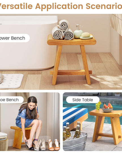 Giantex Teak Shower Bench Stool for Bathroom