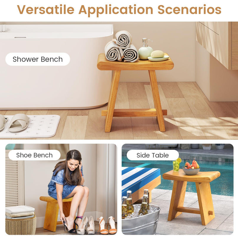 Giantex Teak Shower Bench Stool for Bathroom