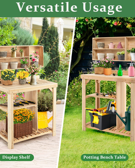 Giantex Potting Bench, Garden Potting Table with Storage Shelf